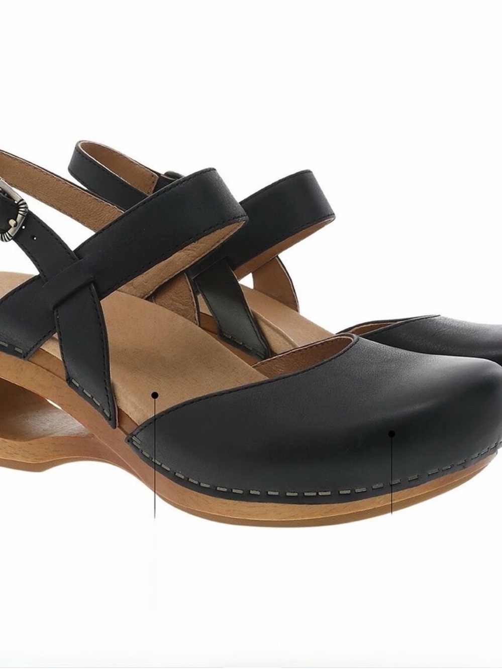 Dansko Taci Mary Jane Clog Shoes – Black Leather – Size 40